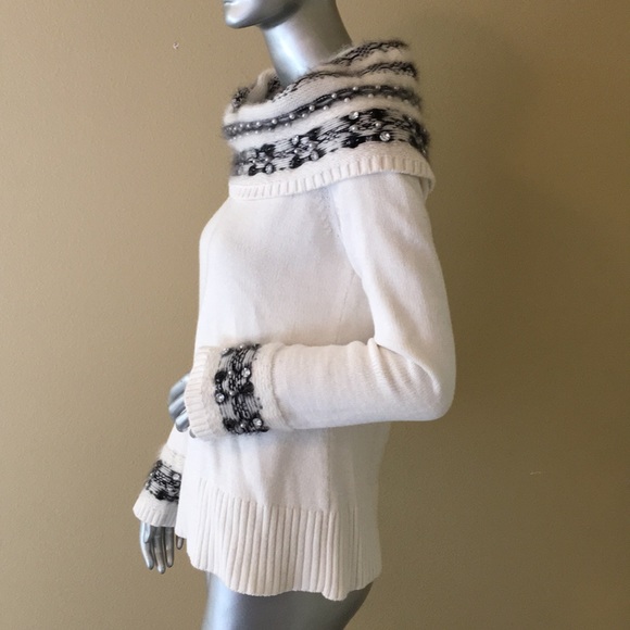 WHBM jewel & pearl detail cowl sweater - Picture 4 of 10